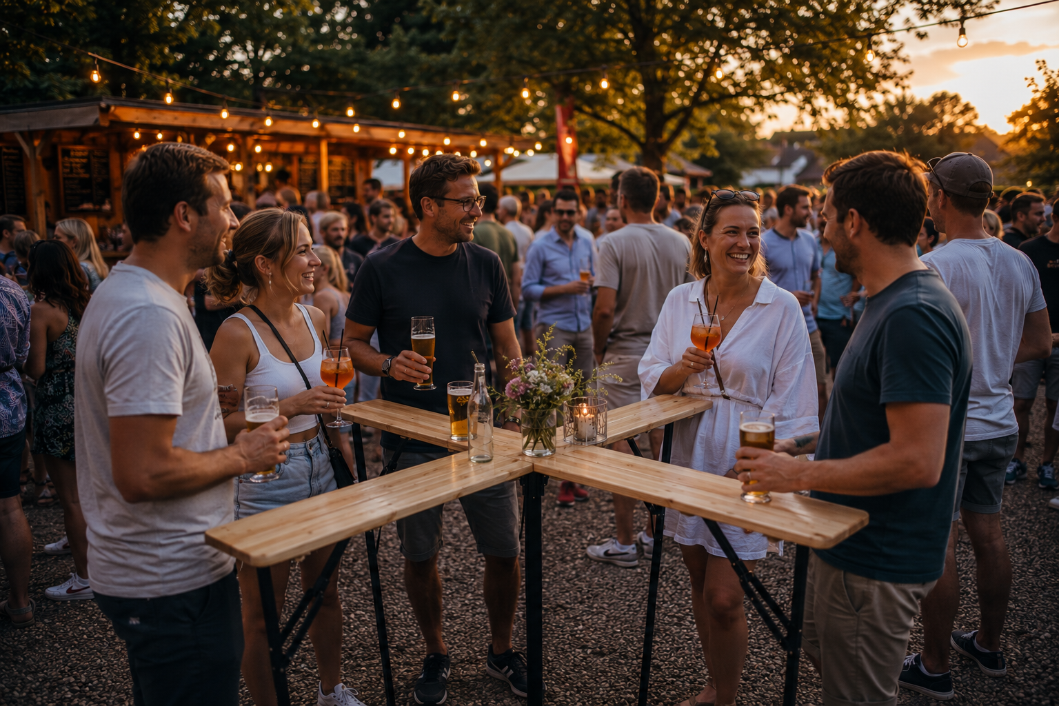 Premium Outdoor-Stehtisch mieten - für Sommerfest, Vereinsfeier & Gartenparty