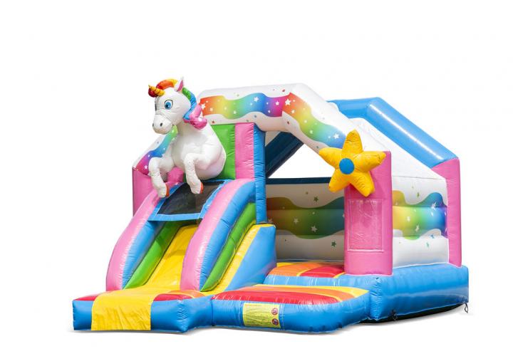 Hüpfburg Einhorn mieten – Hüpfburg mit Rutsche für Kindergeburtstag
