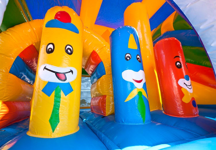 Hüpfburg Multiplay Clown mit Dach mieten – bis 10 Kinder, Komplettset – 3