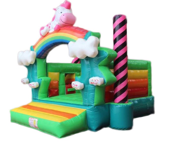 Hüpfburg mieten Einhorn Regenbogen mit Rutsche – Profi Springburg 4x4x4 m inkl. Zubehör – 2