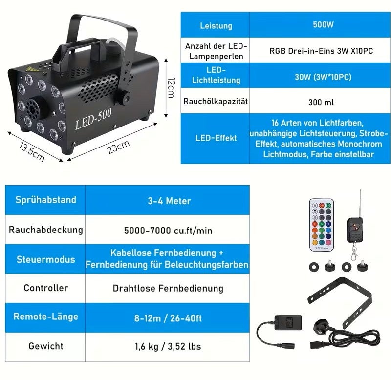 Nebelmaschine mit Fernbedienung & LED-Licht mieten – für Party & Event – 2