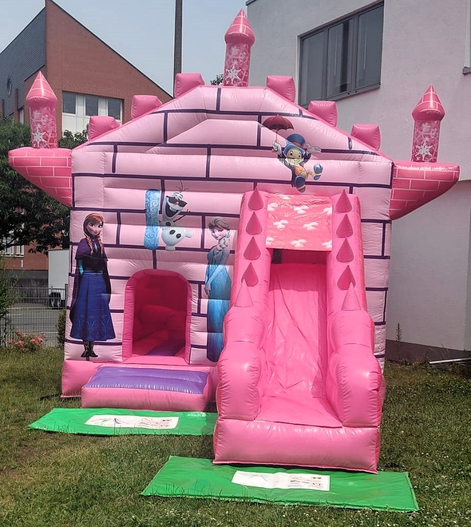 XXL Hüpfburg mieten rosa Prinzessin Märchenschloss mit Rutsche & Sonnendach 8x4x5 m – 3