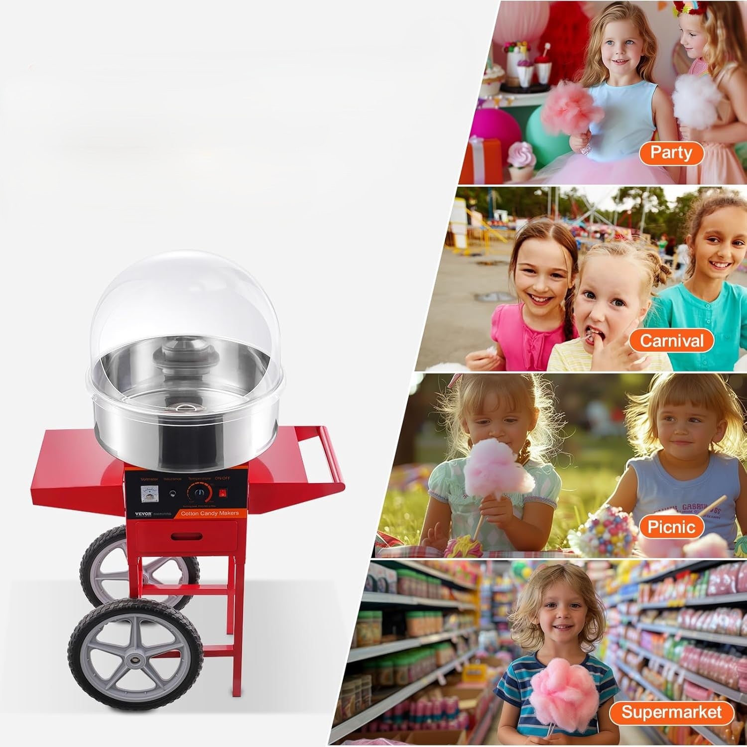 Zuckerwattemaschine mit Wagen & Haube mieten – Profi-Gerät für Event & Party – 3