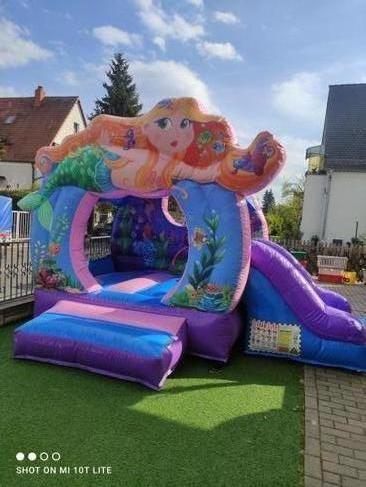 Hüpfburg mieten Meerjungfrau mit Rutsche – Profi Springburg 4x4x4 m inkl. Zubehör – 2