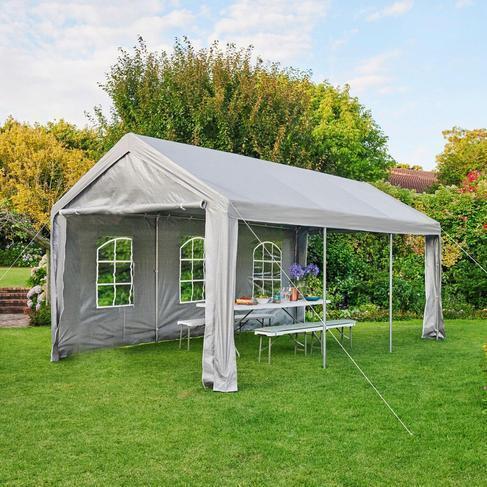 Partyzelt Festzelt 6x3 m mieten – stabiles Bierzelt & Pavillon grau, optional mit Lieferung & Aufbau