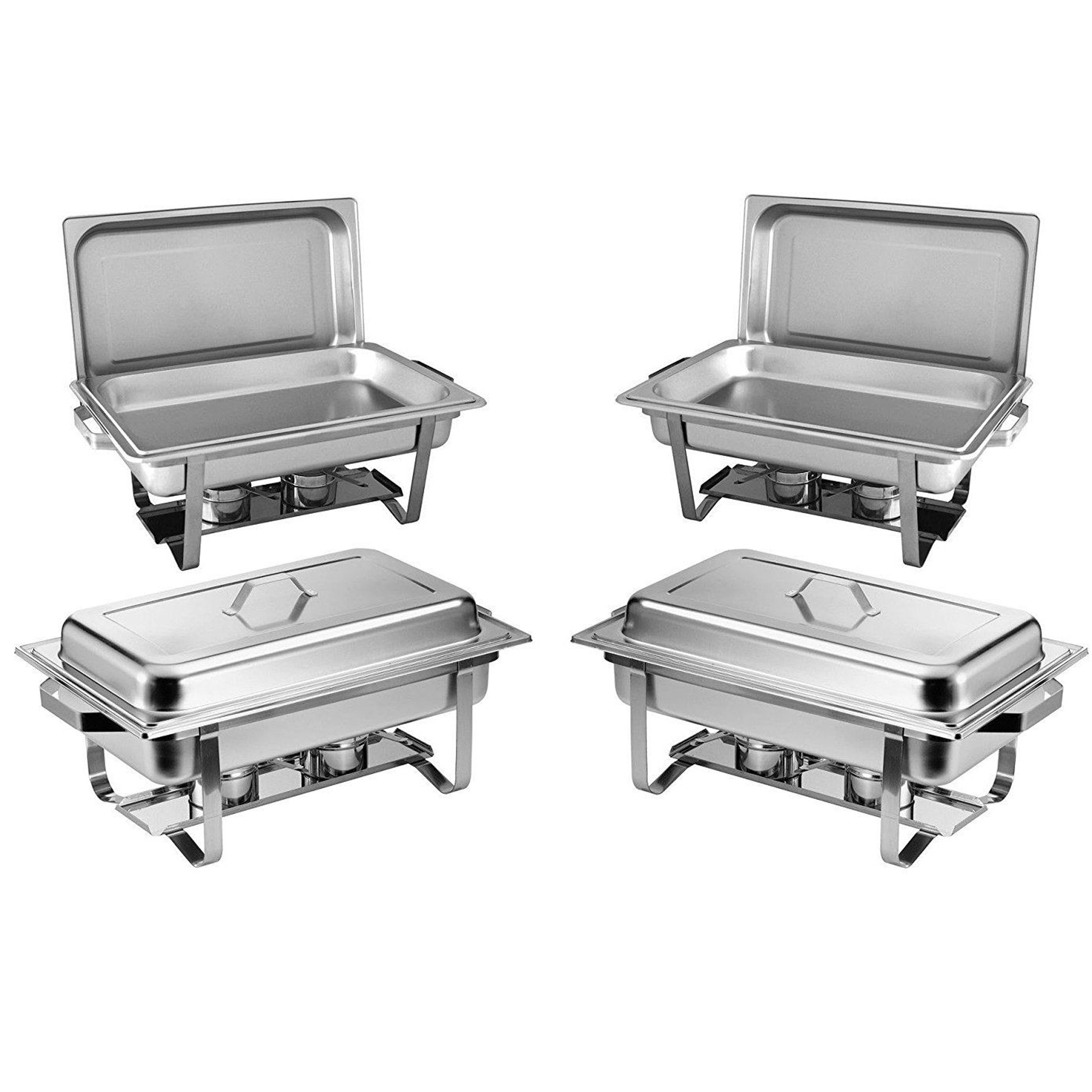 Chafing Dish Set mieten – 4x Speisenwärmer Edelstahl für Buffet & Catering