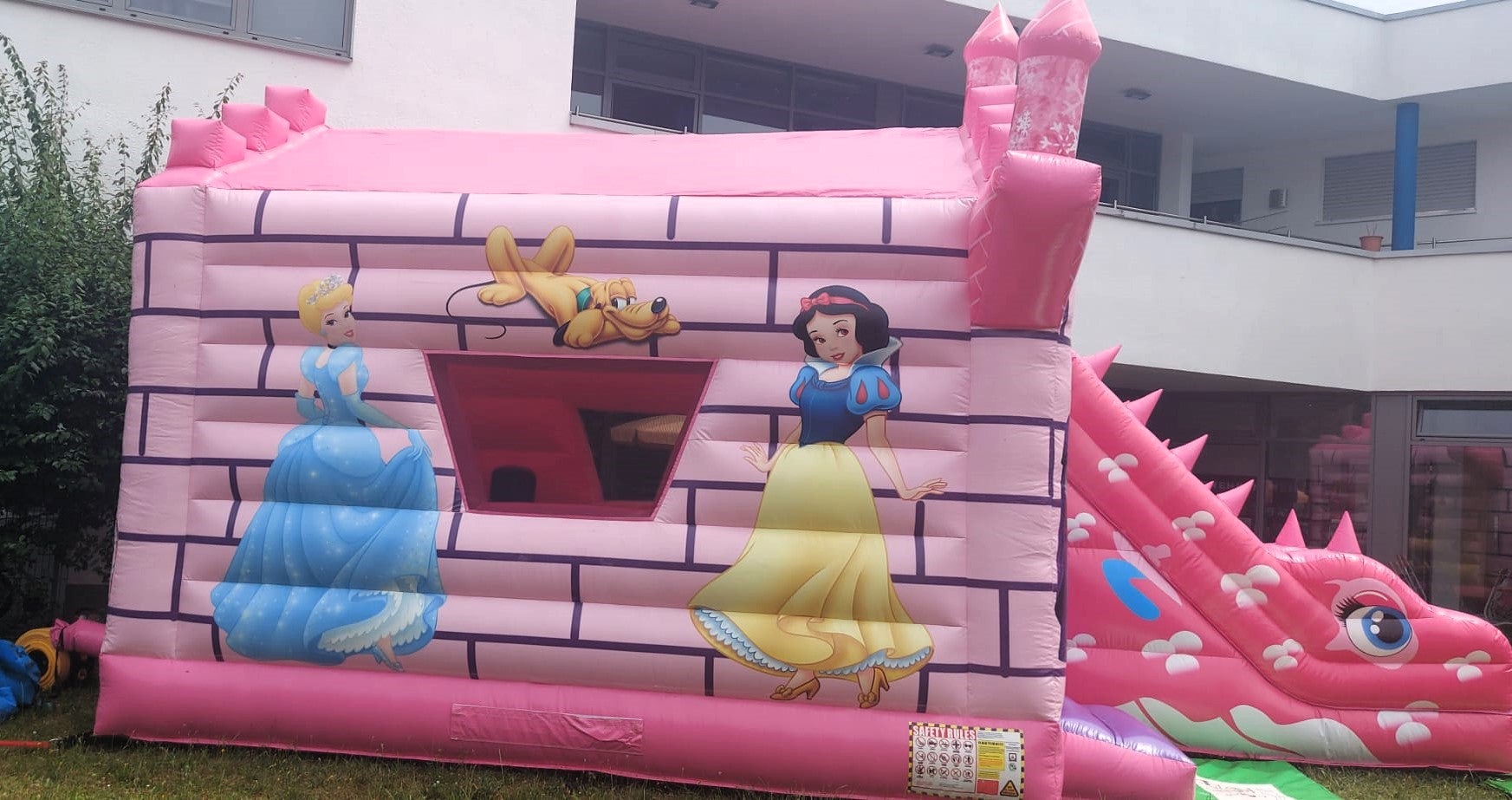 XXL Hüpfburg mieten rosa Prinzessin Märchenschloss mit Rutsche & Sonnendach 8x4x5 m – 4