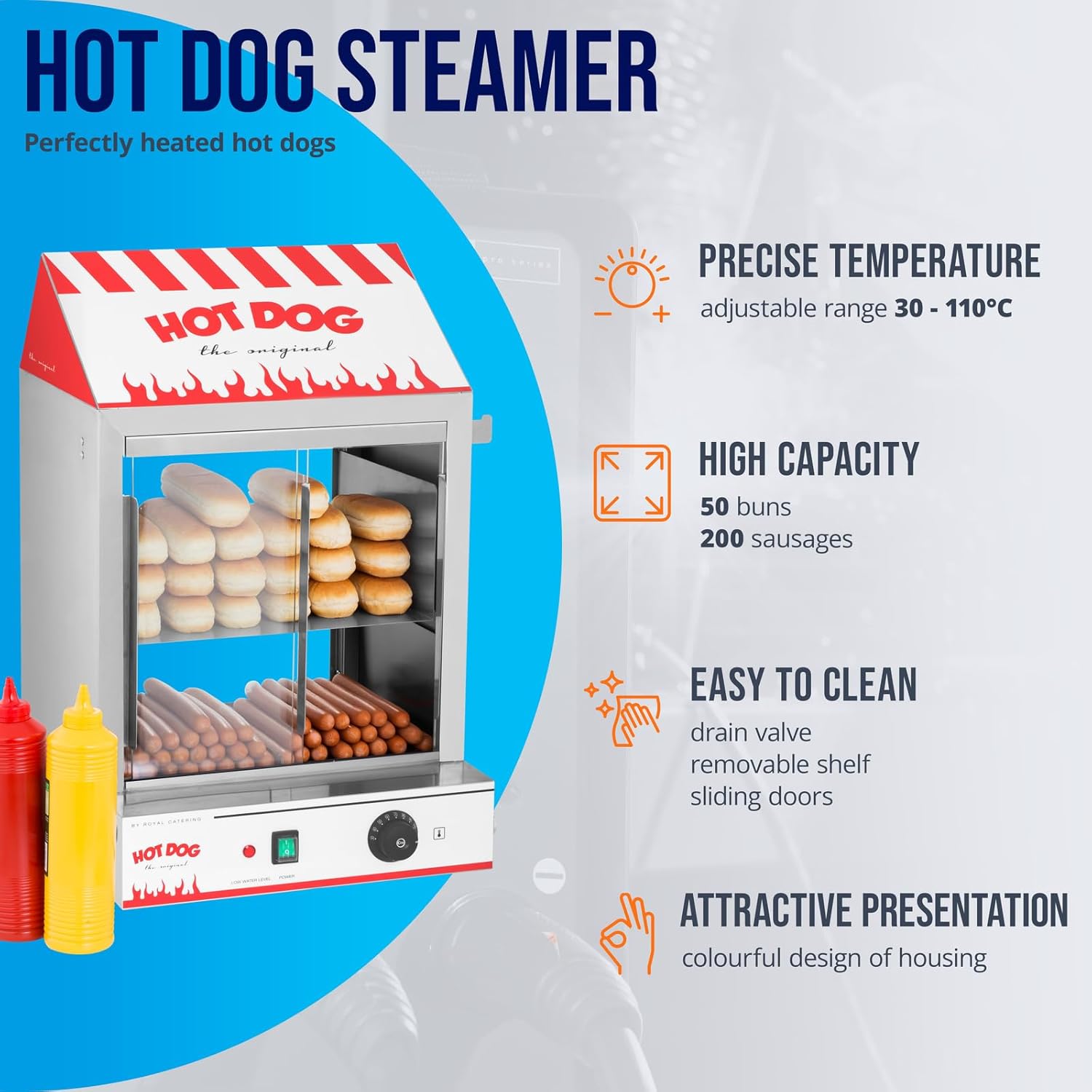 Hot-Dog-Maschine XXL mieten – Profi Wärmer für bis zu 100 Hot Dogs – 4