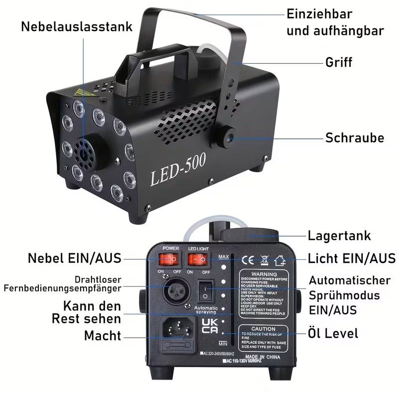 Nebelmaschine mit Fernbedienung & LED-Licht mieten – für Party & Event – 4