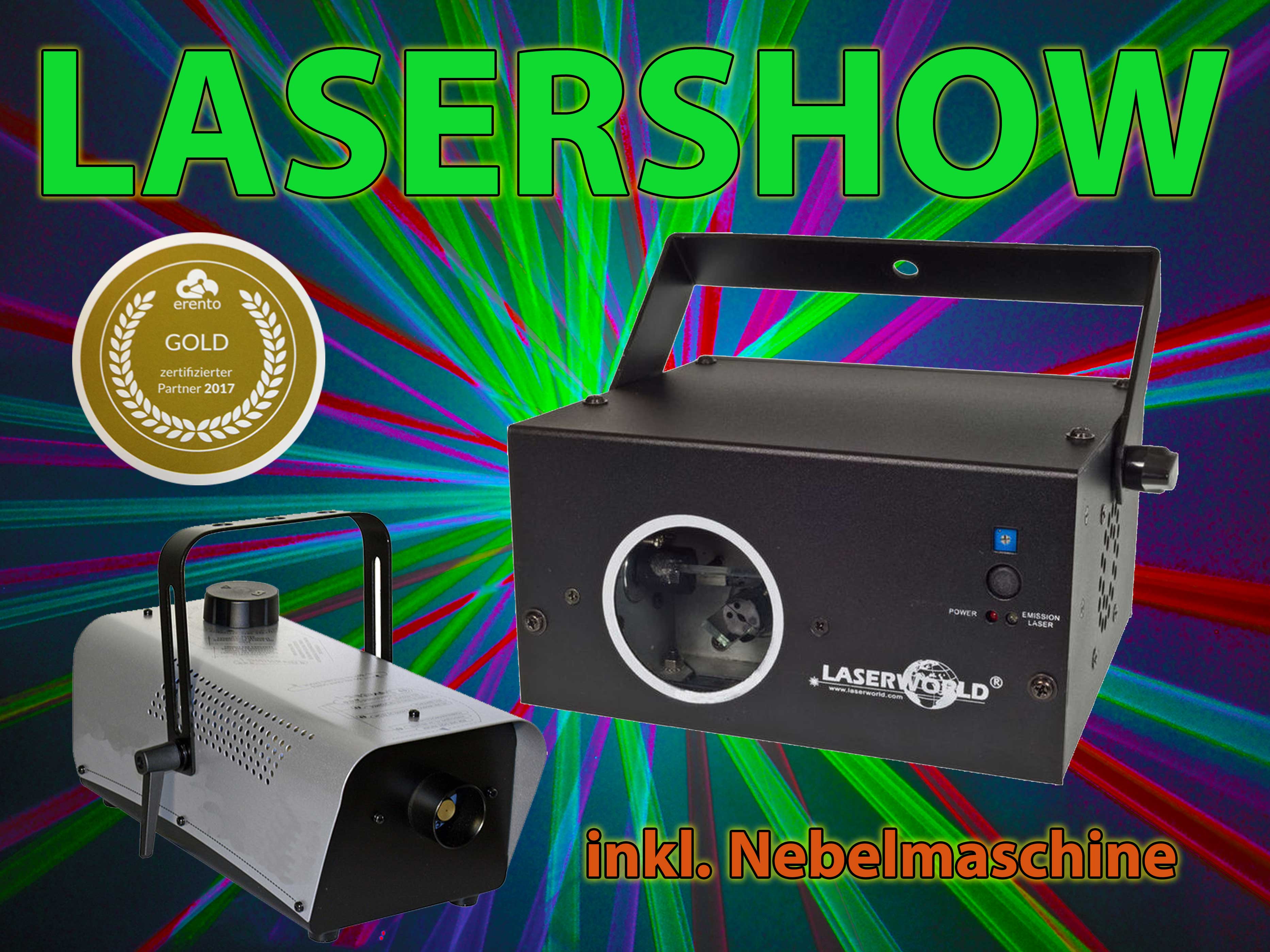 Laser-Show mieten – Laserworld EL-230RGB Lichtshow inkl. Nebelmaschine