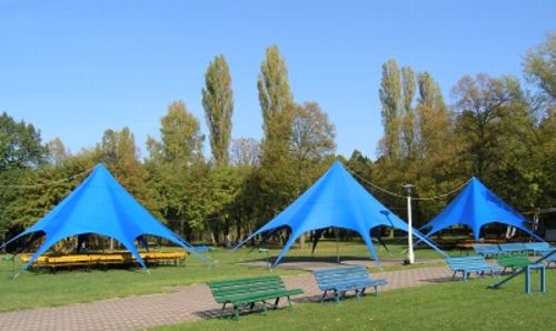 Sternzelt mieten – Festzelt Pavillon 10 m creme, wasserdicht, in 15 Min aufgebaut – 3