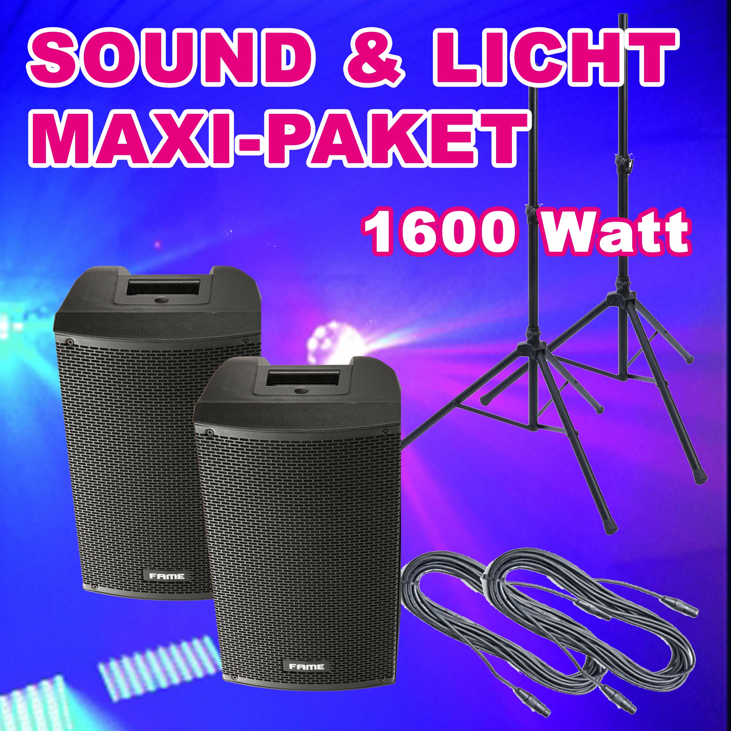 PA-/DJ-Anlage mieten – 1600 Watt Musikanlage inkl. Lichtanlage für bis zu 250 Personen