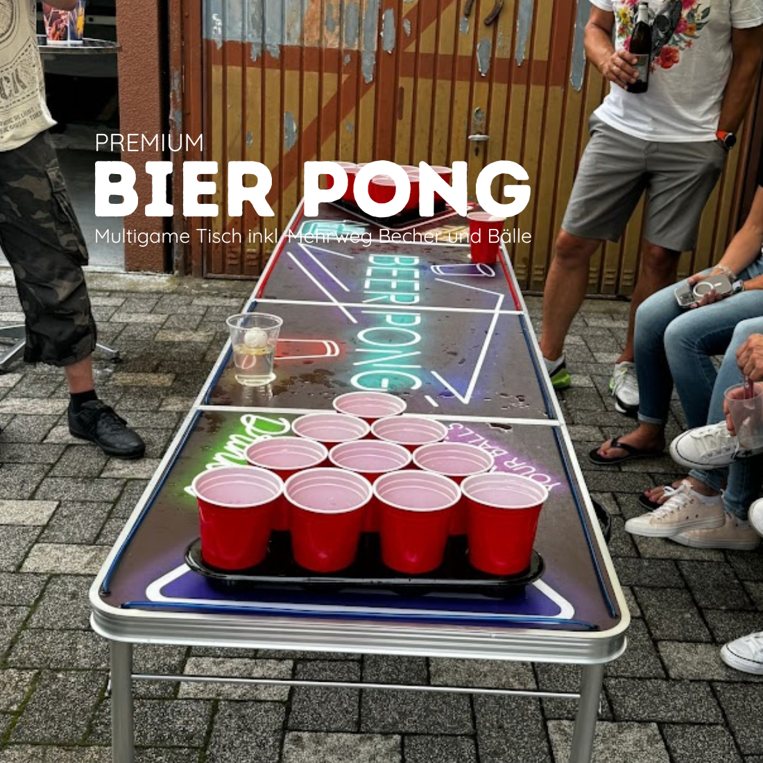 Bierpong-Tisch mieten - klappbar, offizielle Turniermasse 240 x 60 cm – 3