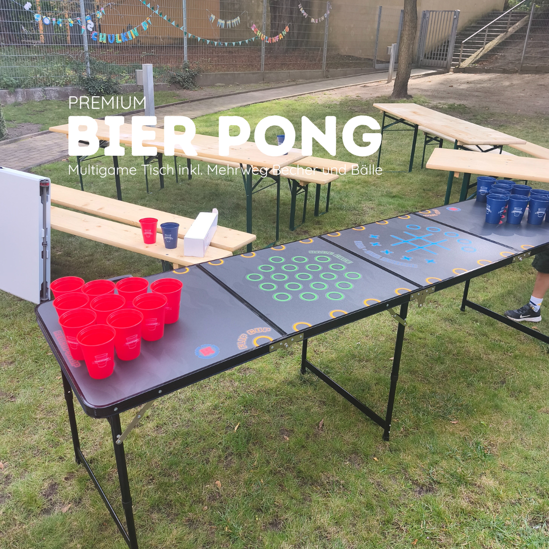 Bierpong-Tisch mieten - klappbar, offizielle Turniermasse 240 x 60 cm – 2