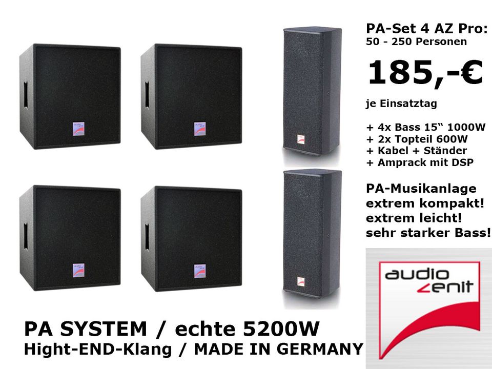 PA-Anlagen & Lautsprecher-Sets mieten – 20 bis 500 Gäste, Audio Zenit/JBL/QSC | Berlin