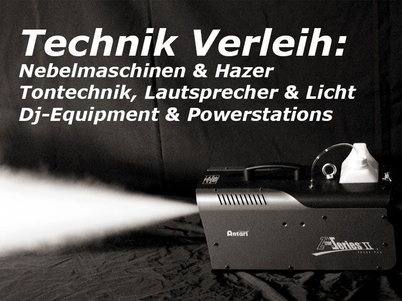Nebel- & Seifenblasenmaschine mieten Berlin – Hazer, Laser, Strobo & Musikanlagen