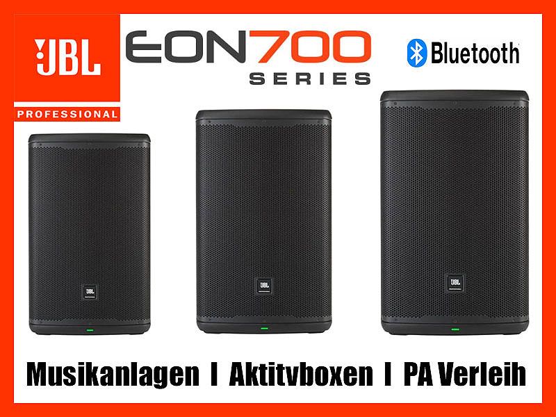 Musikanlage mieten Berlin – JBL EON 700 PA-Lautsprecher für 20–200 Gäste, Bluetooth