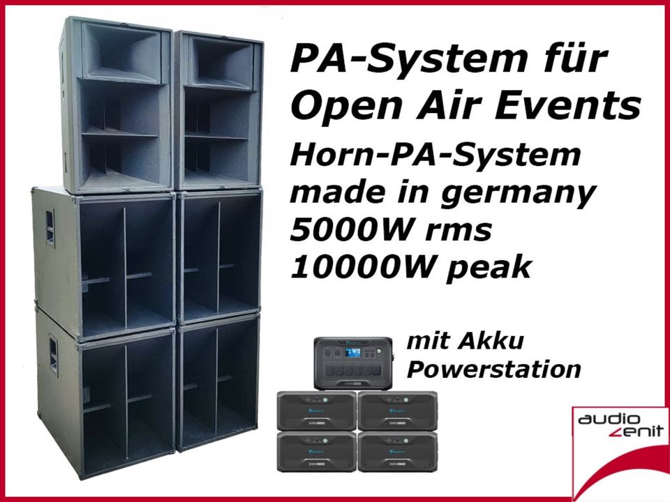 Horn-PA-System mieten Berlin: PA-Set 5 XL Audio Zenit Made in Germany, bis 500 Personen