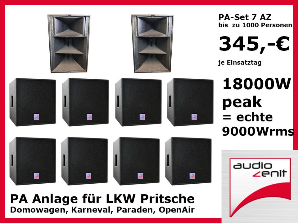 PA-Set 7 mieten – Soundsystem für LKW-Demowagen, Paraden & Karneval (bis 1000 P.) | Berlin