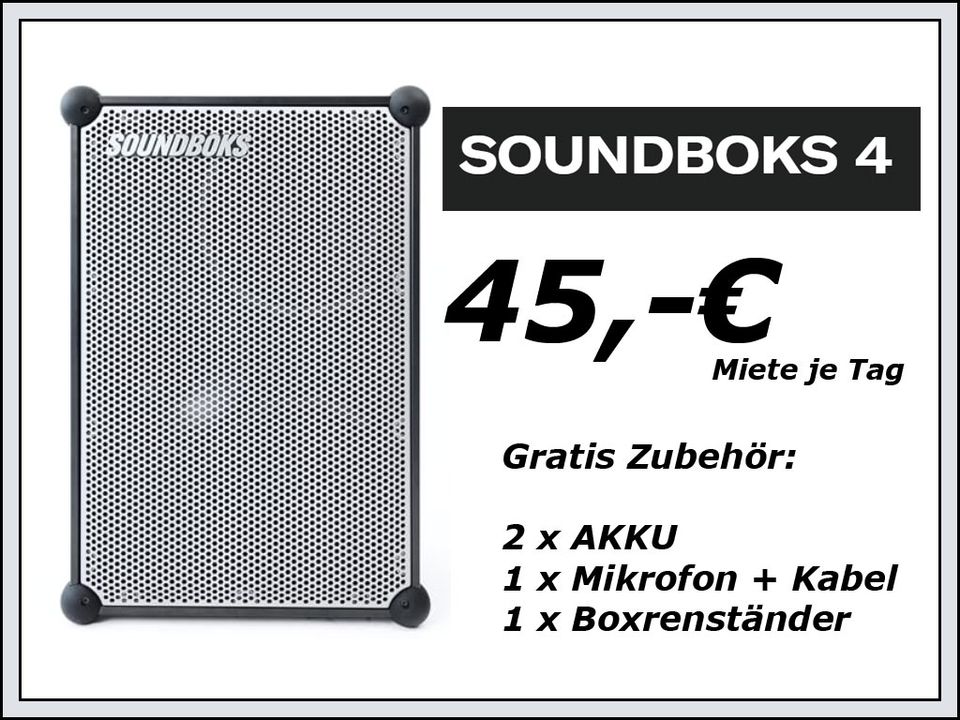 Soundboks 4 & 3 mieten Berlin – Akku- & Bluetooth-Box, Musikanlagen & Pioneer DJ