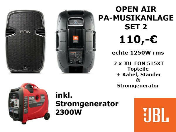 Open-Air-PA mit Stromgenerator mieten Berlin: Musikanlagen-Sets QSC, JBL & Audio Zenit – 3