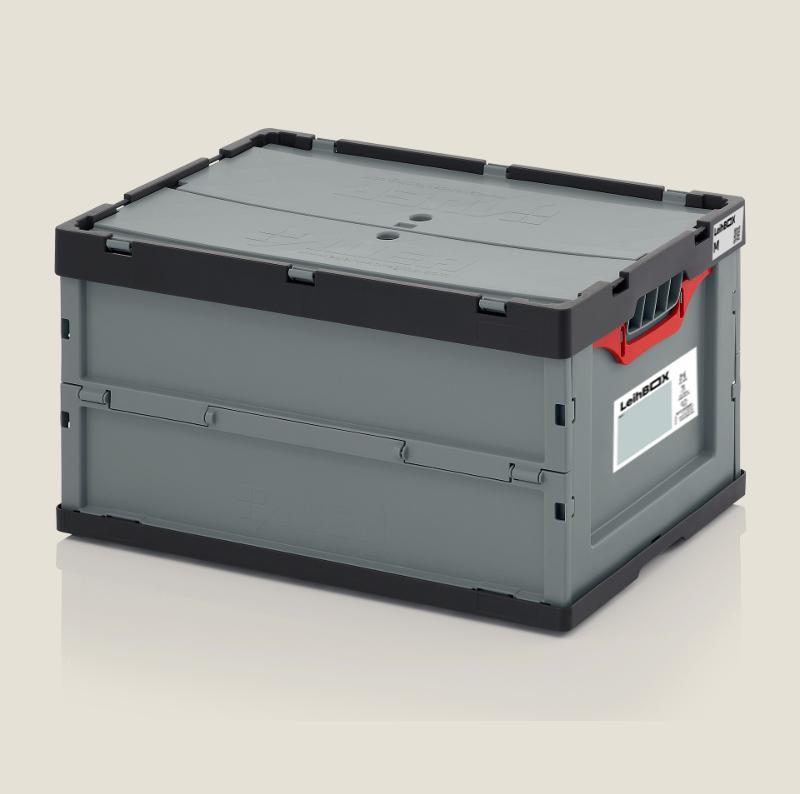 Umzugsboxen mieten – LeihBOX M (62 Liter), stapelbar & klappbar