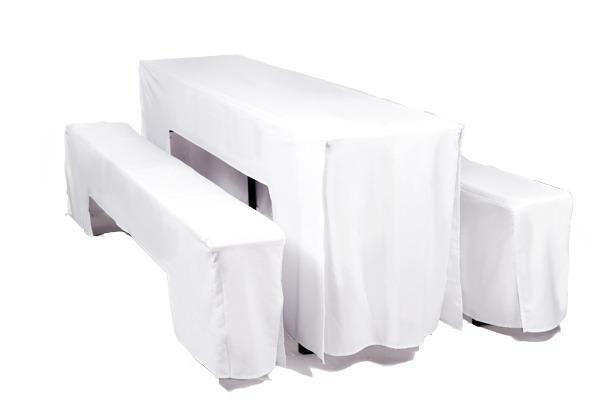 Hussen Set 5tlg. für Festzeltgarnitur (67 cm) weiß mieten – NRW, ab 21 € netto/Tag