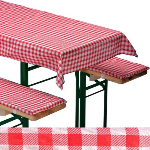 Biergarnitur Sitz + Tischauflage Rot Weiss Set mieten