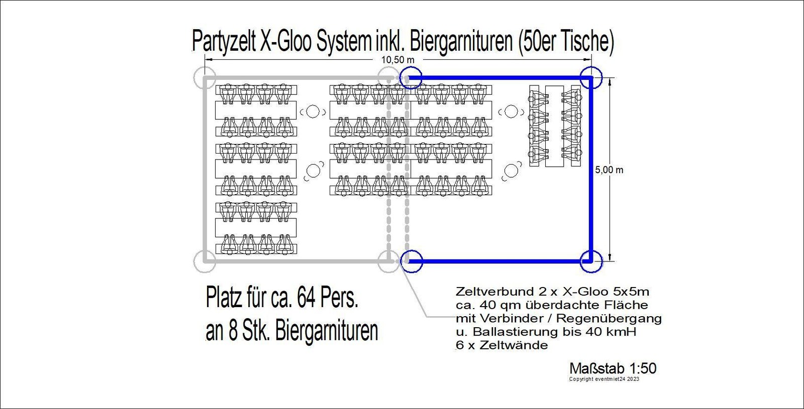 Partyzelt, Event Pavillon Zelte Sonnenschutz, X-Gloo Doms inkl. Ausstattung mieten – 2