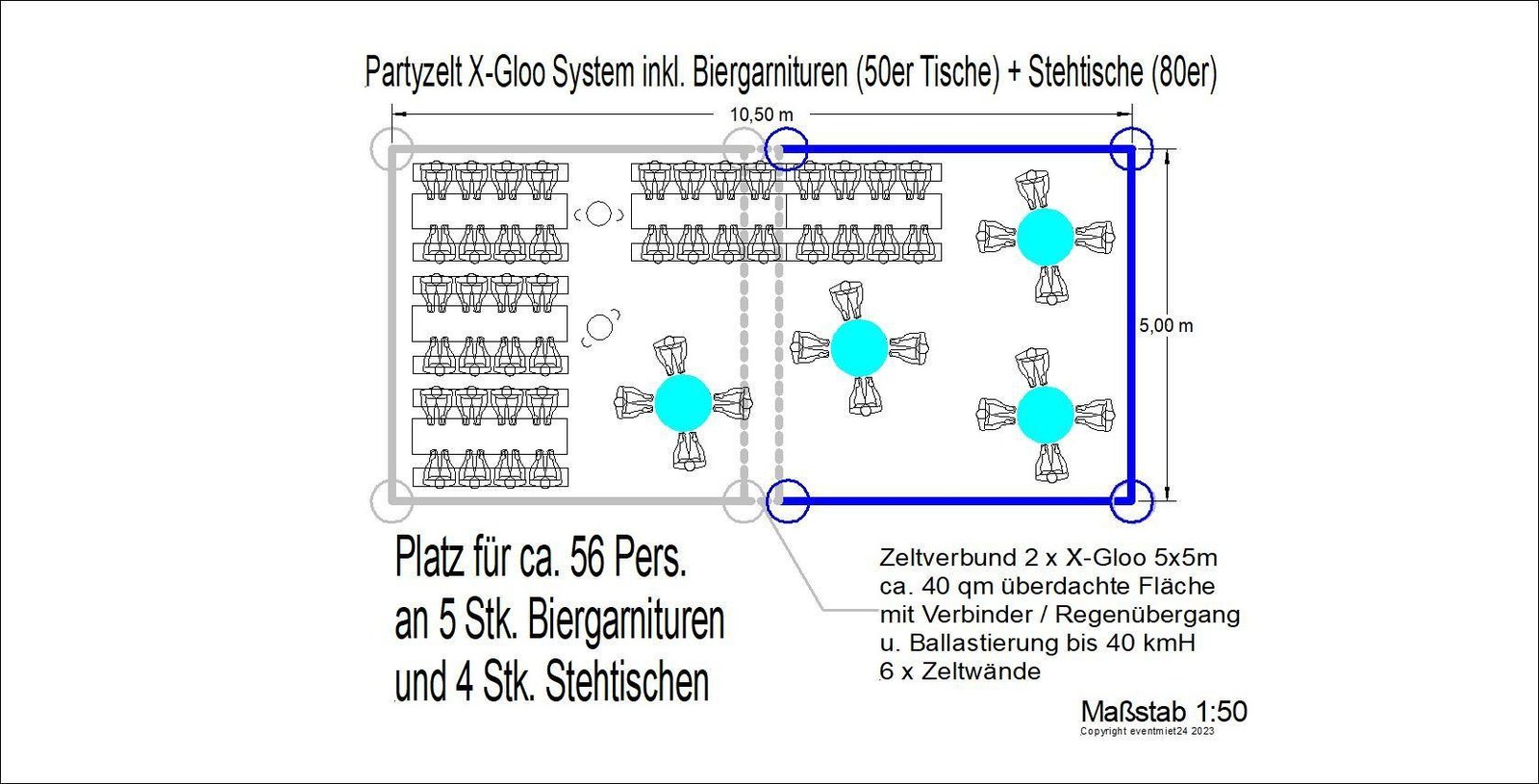 Partyzelt, Event Pavillon Zelte Sonnenschutz, X-Gloo Doms inkl. Ausstattung mieten – 3
