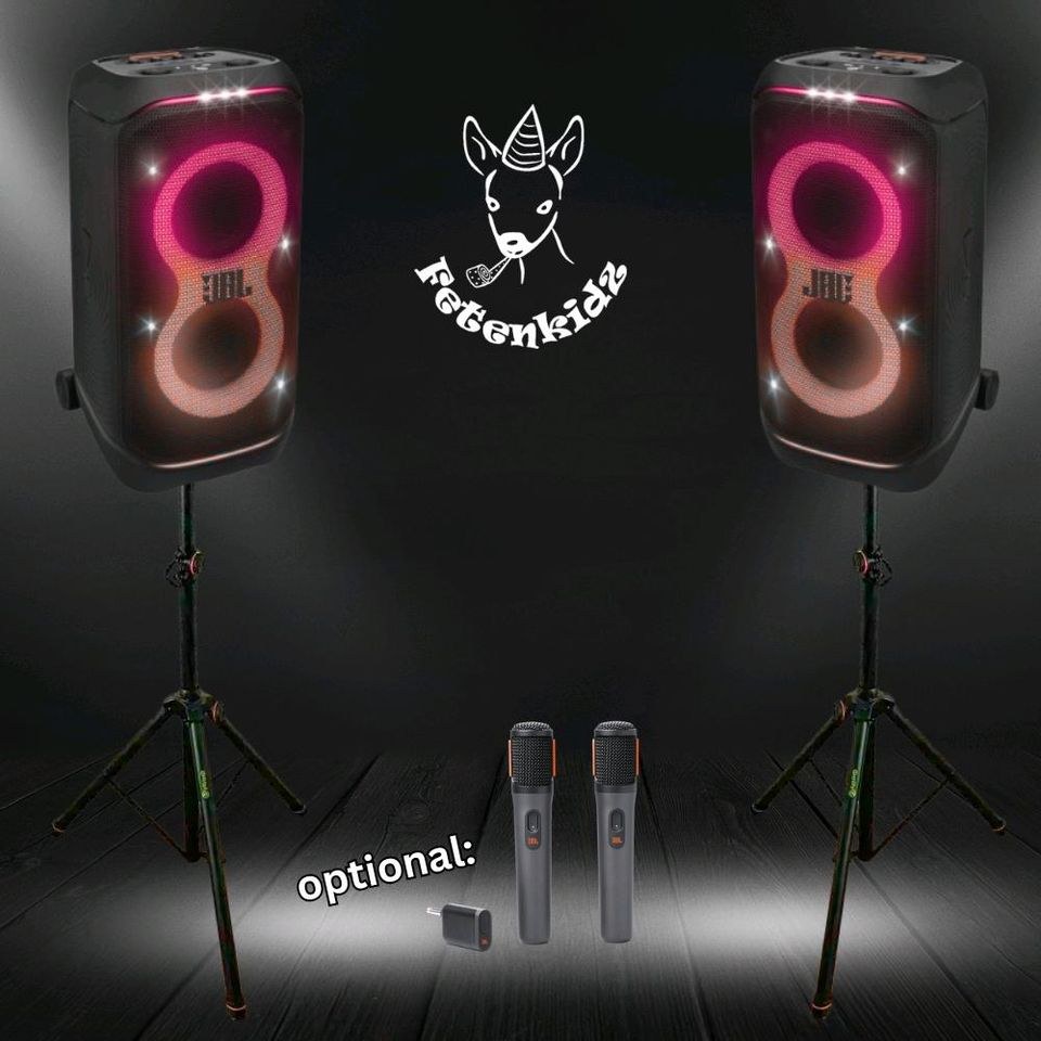 JBL PartyBox 320 SET mit Stativen Boxenständer + Boxen mieten in Deutsch Evern
