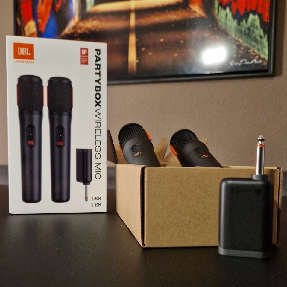 JBL wireless Mikrofone im 2er Set Partybox Mic mieten in Deutsch Evern