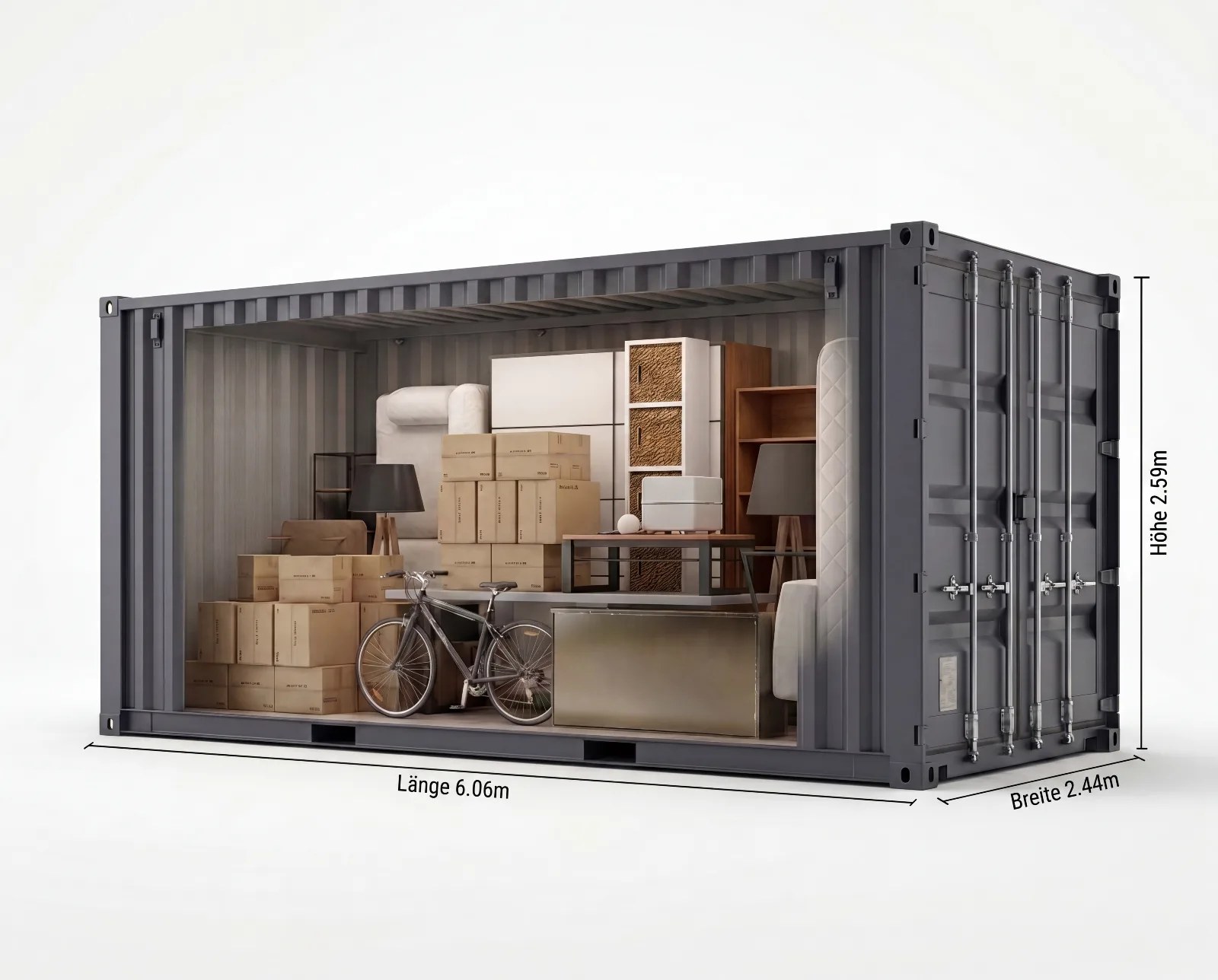 Lagercontainer 15 m² in Aschaffenburg mieten – Selfstorage