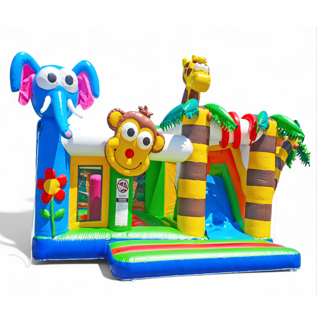 Multiplay Hüpfburg Dschungel mieten 5,6×5,3m - Bunte Safari-Abenteuer
