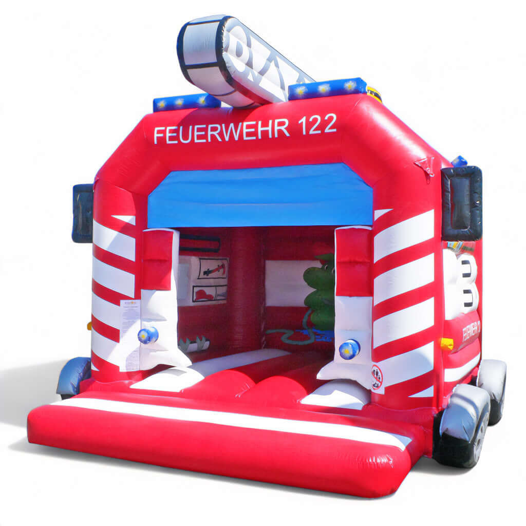 Hüpfburg Feuerwehr mit Dach mieten 4x5m - Rettungseinsatz!