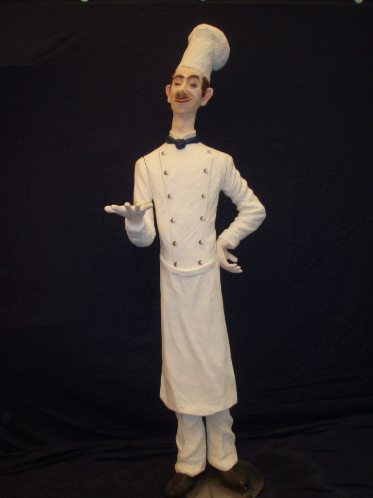 Französischer Koch Figur mieten – lebensgroß 175 cm, Restaurant & Frankreich Deko