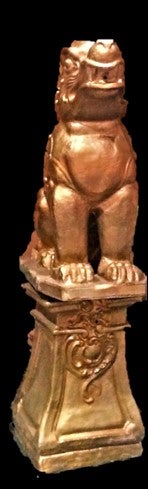 China Drachenhund mieten - Torwächter Figur 240 cm Gold Asien-Deko
