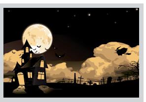 Halloween-Kulissen mieten – Gruselschloss, Kürbis & mehr, 4 Motive, freistehend