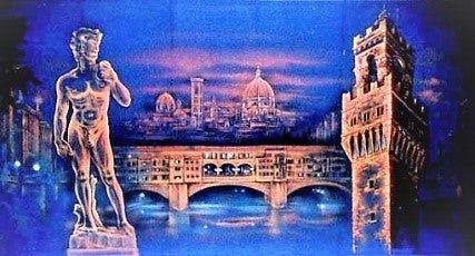 Toskana-/Florenz-Kulisse mieten – handgemaltes Italien-Bühnenbild, freistehend (ca. 8 m × 400 cm) – 2