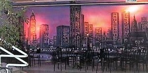 Frankfurt-Panorama-Kulisse mieten – Skyline handgemalt, 8,5 m x 4,2 m – 2