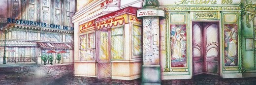 Frankreich Brasserie Kulisse mieten – Paris-Bühnenbild, ca. 9 m breit, handgemalt – 3