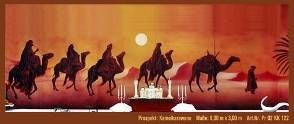 Kamel-Karawane-Kulisse mieten - Nomaden, Ägypten & Wüste, handgemalt
