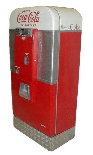 Coca-Cola Automat Attrappe mieten – Getränkeautomat-Nachbau, Retro-Deko