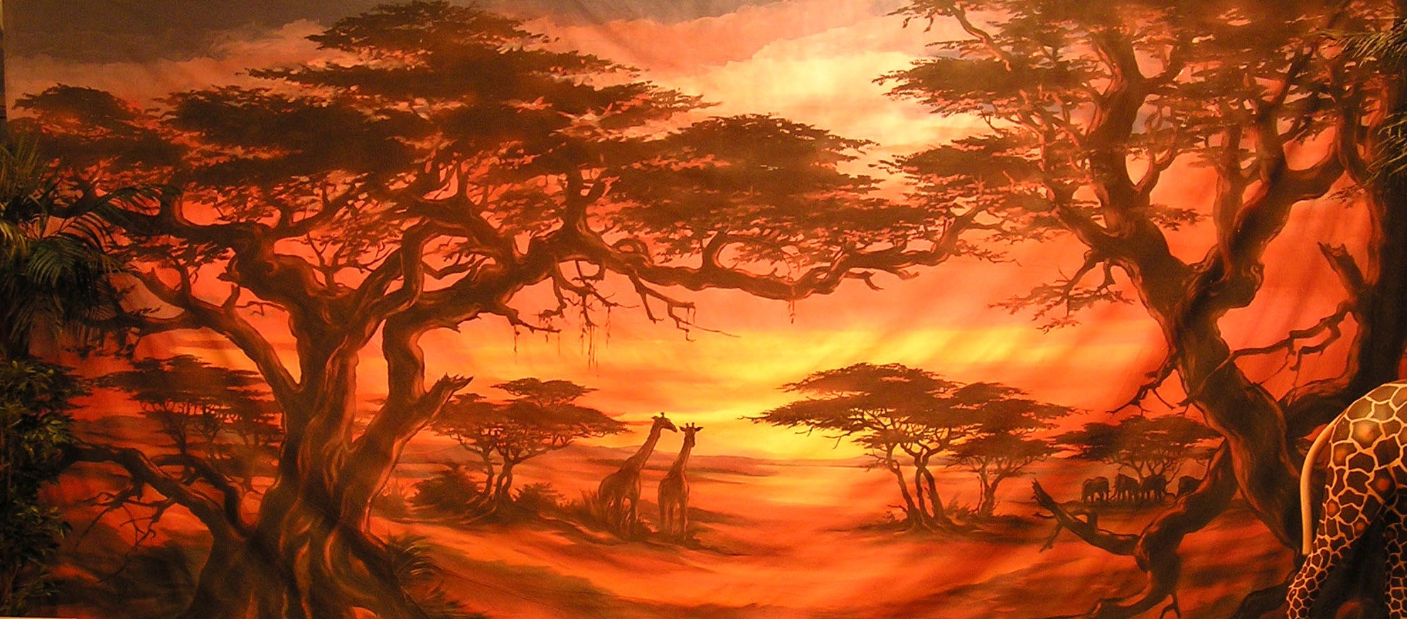 Afrika Serengeti-Kulisse mieten – handgemalte Rollkulisse 10 m x 420 cm