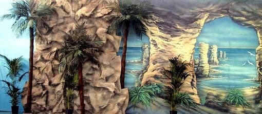 Portugal Algarve Kulisse mieten – Strand, Meer & Palmen Backdrop, 14 m – 2
