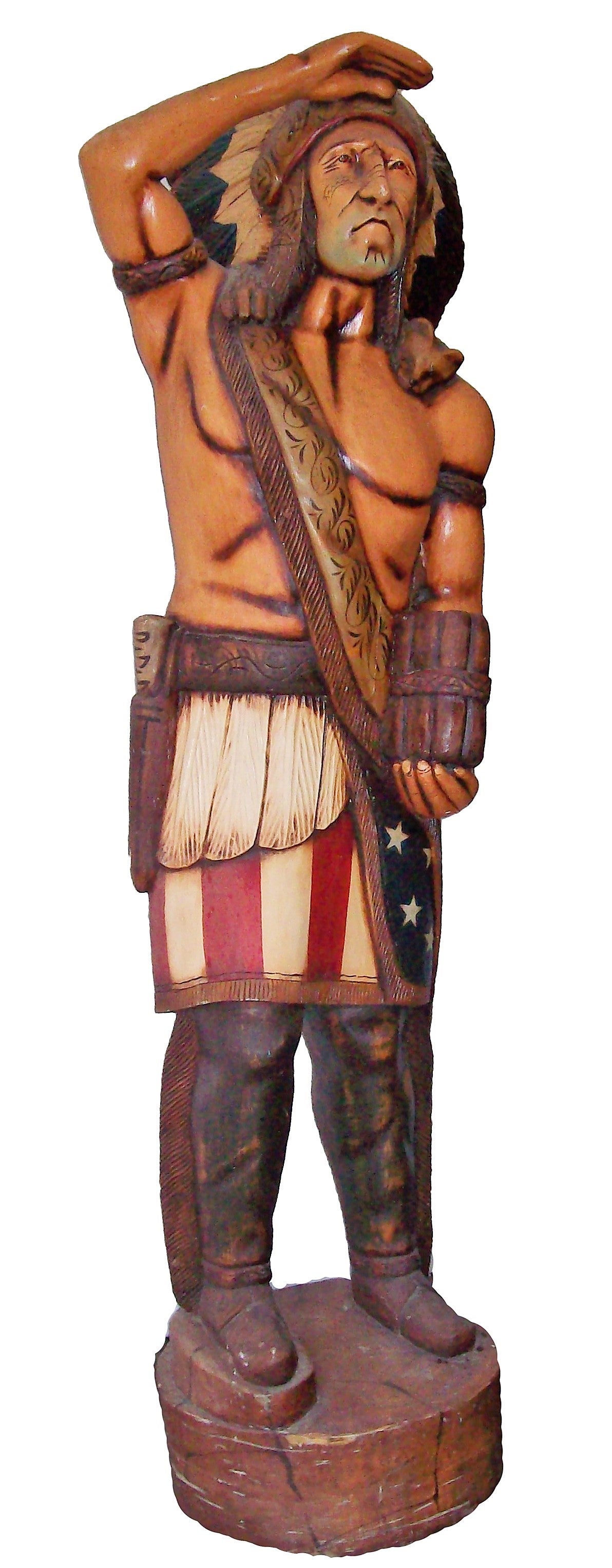 Indianer-Figur mieten – geschnitzte Western-Deko aus Vollholz, ca. 200–220 cm