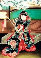 Samurai-Kulisse mieten - Samurai mit Schwert, Japan, handgemalt B1