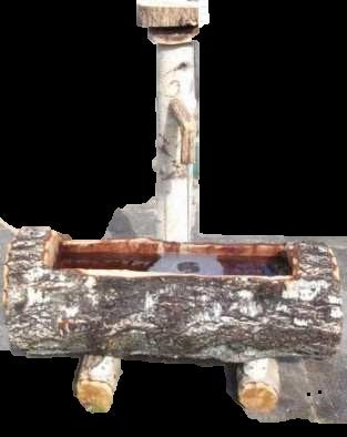 Holzbrunnen mieten - Birkenholz-Tränke mit Pumpe für Alpen- & Bauernhof-Deko – 2