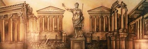 Griechenland-Kulisse mieten – Tempel, Säulen & antikes Bühnenbild (ca. 900×300 cm)
