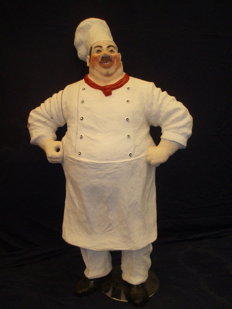 Koch Figur mieten - französischer Koch 175 cm Polyresin Restaurant-Deko